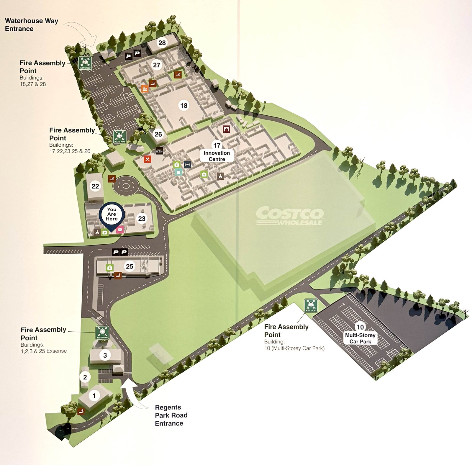 BAT Southampton site map showing the Waterhouse Way entrance and building 23
